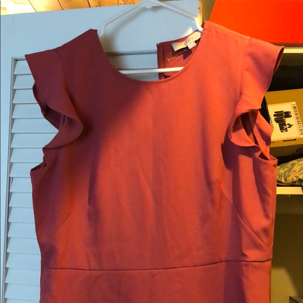 Loft fit and flare dark pink dress - NWOT